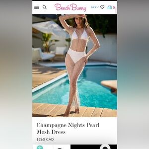 Beach Bunny White Sheer Pearl-Embellished Swim Coverup Skirt